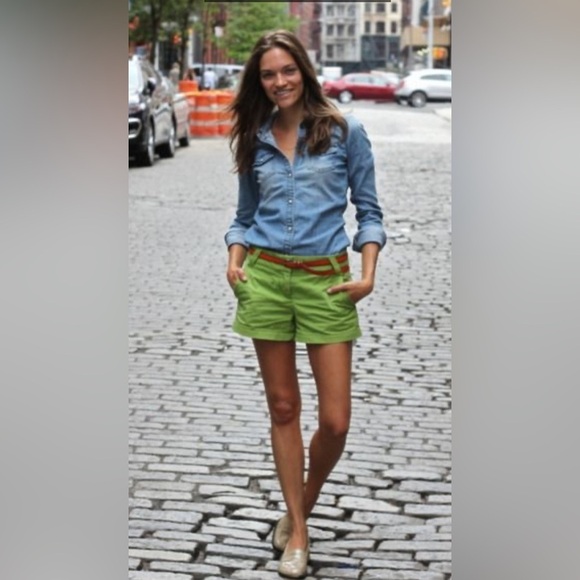 Copper Key Size 3 Lime Green Short Chino Shorts Mid Rise Stretch Preppy - Picture 1 of 9